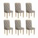 Kit 6 Cadeiras Diamante JCM Movelaria Cinamomo Veludo Bege