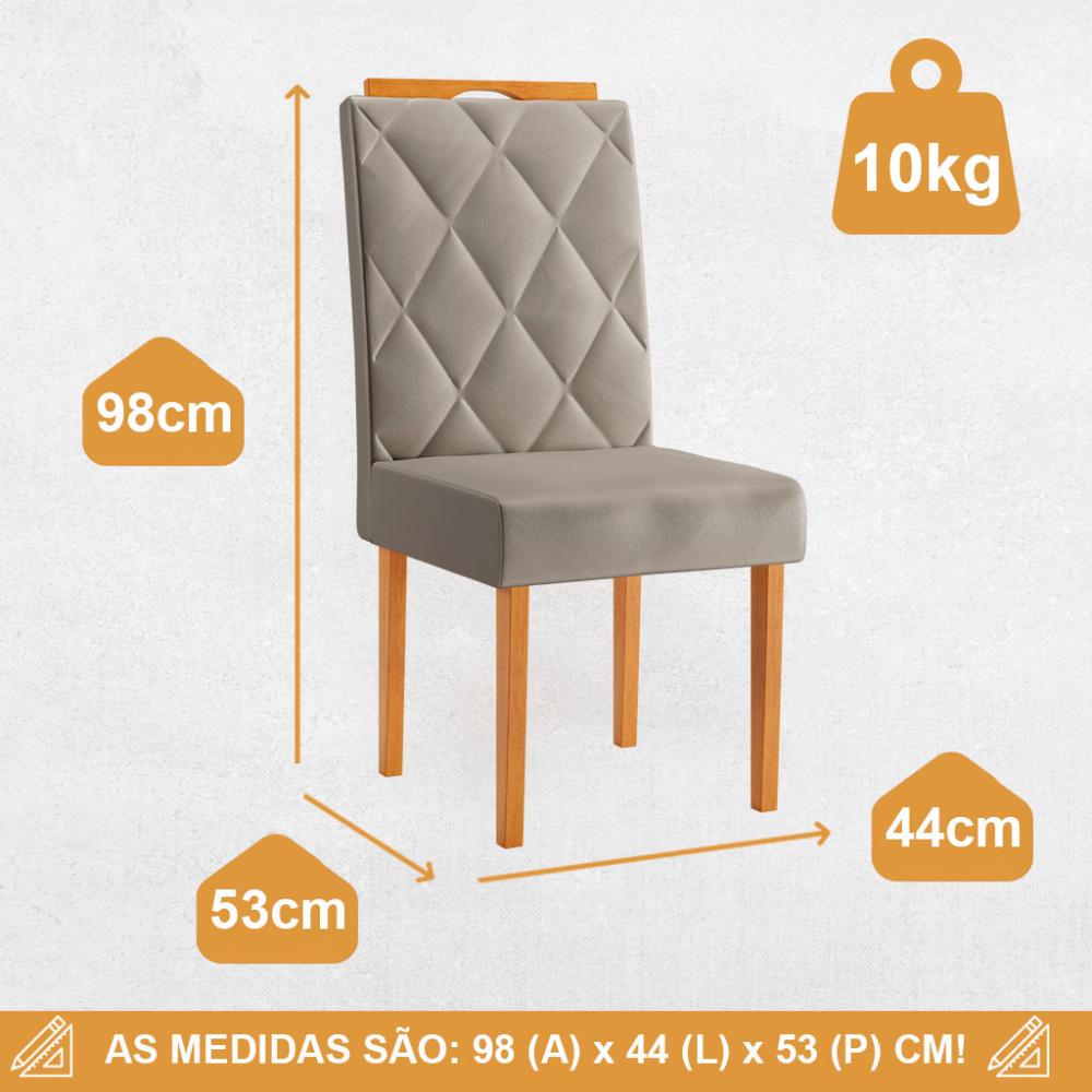 Kit 6 Cadeiras Diamante JCM Movelaria Cinamomo Veludo Bege