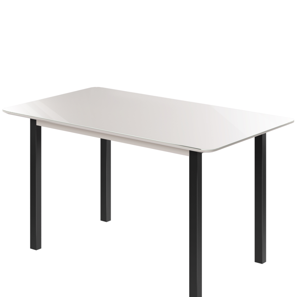 Mesa Brilhante Candian Canto Copo Tampo Vidro 180cm JCM Movelaria NÃO ACOMPANHA CADEIRAS Off White