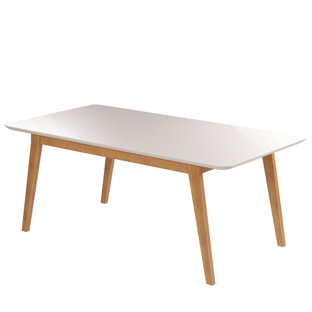 Mesa Elegance Candian Canto Copo Tampo Vidro 120cm JCM Movelaria NÃO ACOMPANHA CADEIRAS Cinamomo/Off White