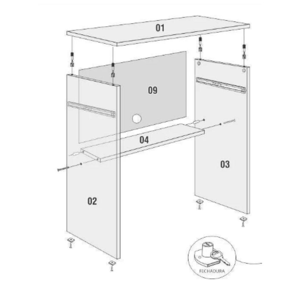 Mesa Escrivaninha Andorinha JCM Movelaria Cinamono