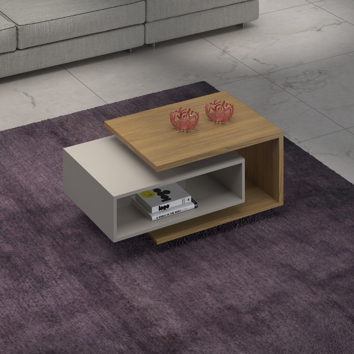Mesa de Centro Diva JCM Movelaria Freijó/Off White