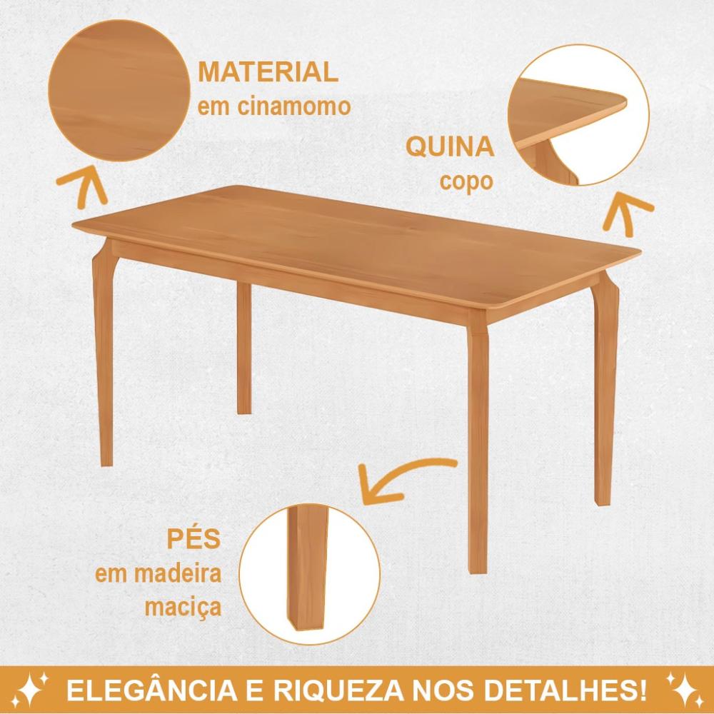 Mesa de Jantar Alegra JCM Movelaria Cinamomo 1,80 M