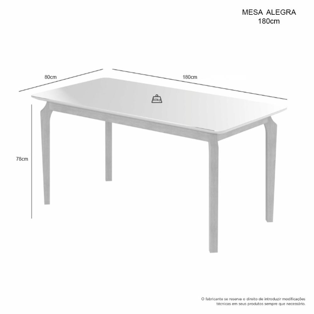 Mesa de Jantar Alegra JCM Movelaria Cinamomo 1,80 M