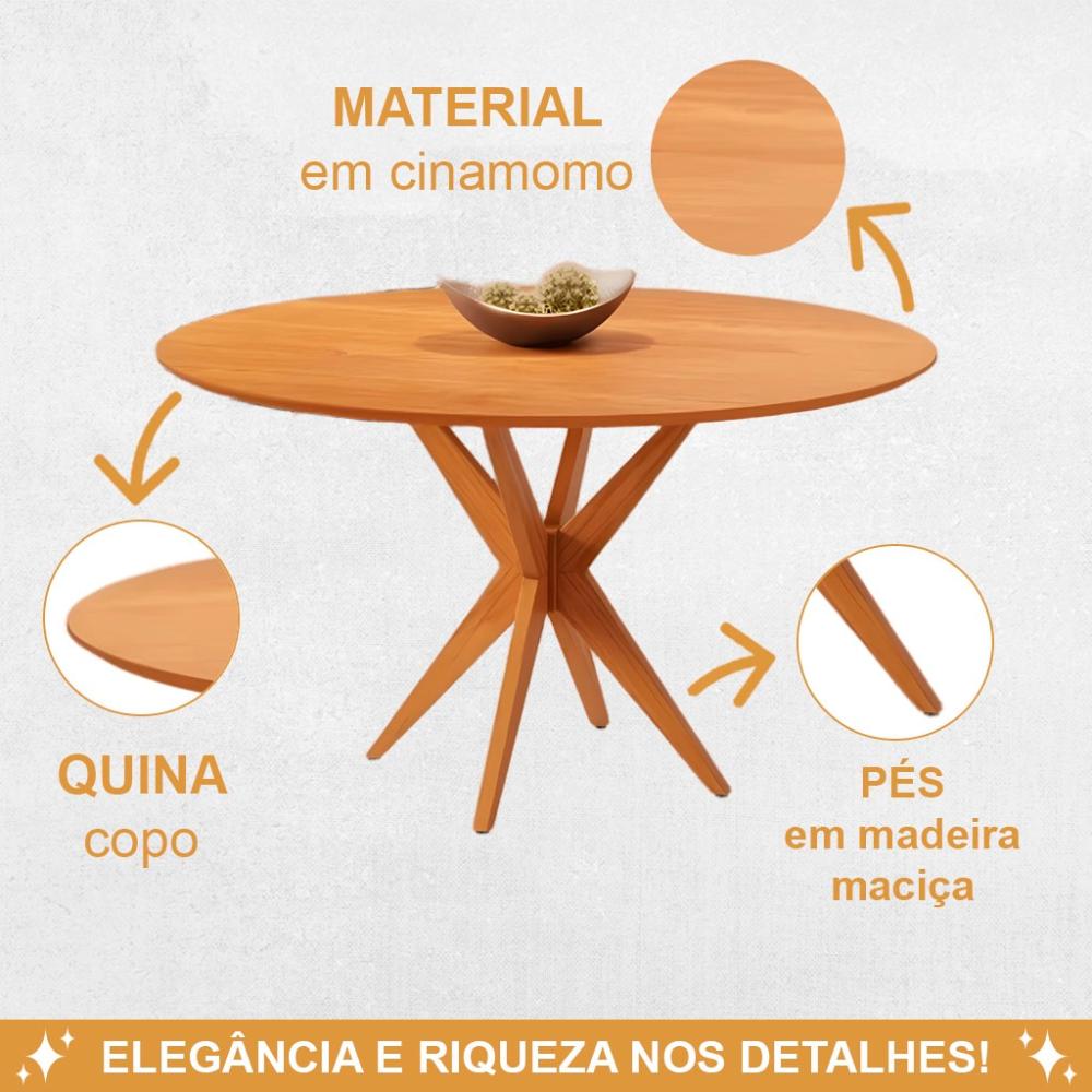 Mesa de Jantar Simpatia Redonda JCM Movelaria Cinamomo 1,08M