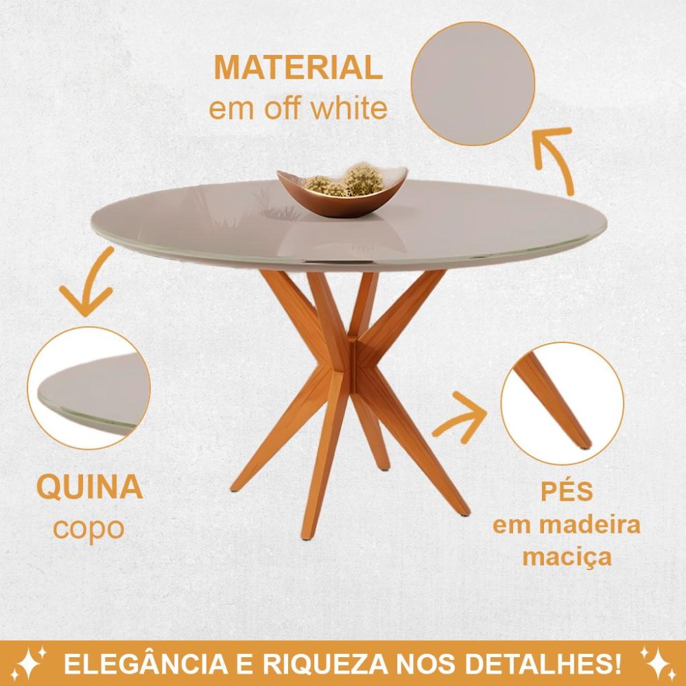 Mesa de Jantar Simpatia Redonda JCM Movelaria Off White 1,08M