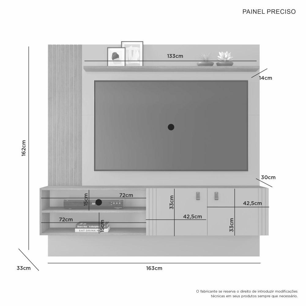 Painel Preciso para TV até 65 Polegadas JCM Movelaria Off White Cinamono