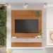 Painel para TV Ripado Riso com Nicho 65 Polegadas JCM Movelaria Cinamomo Off White 1,82M