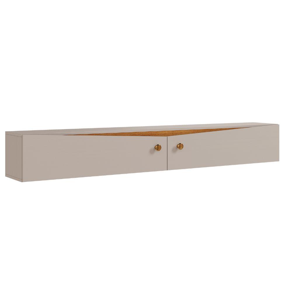 Painel para TV Ripado Riso com Nicho 65 Polegadas JCM Movelaria Cinamomo Off White 1,82M