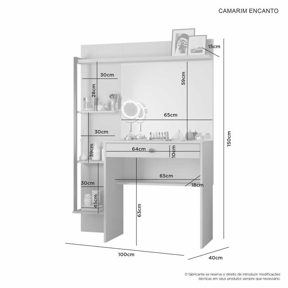 Penteadeira Camarim Encanto JCM Movelaria Off White