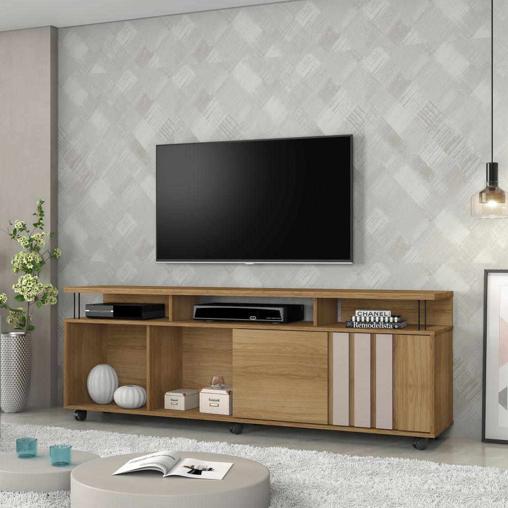 Rack Atraente para TV até 75 Polegadas JCM Movelaria Cinamono Off White