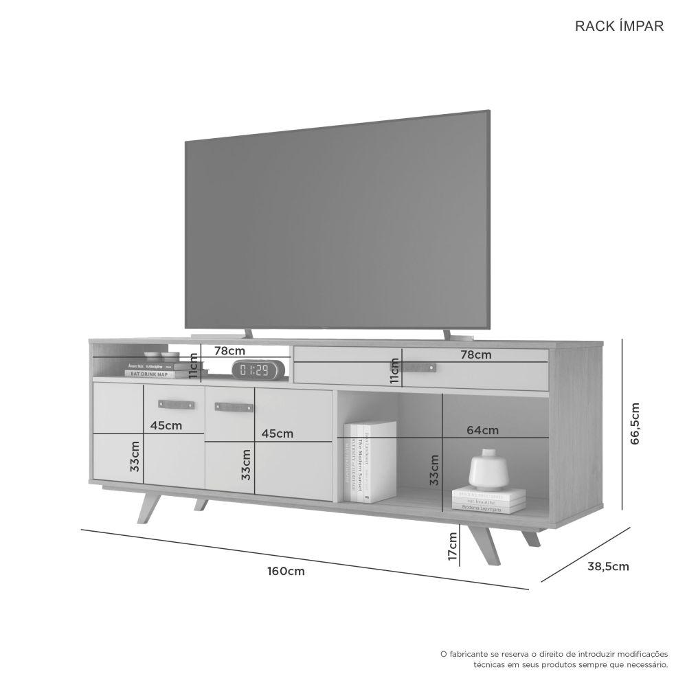 Rack Ímpar para TV até 65 Polegadas JCM Movelaria Café Off White