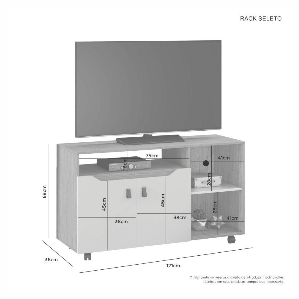 Rack Seleto para TV até 49 Polegadas JCM Movelaria Cinamono Off White