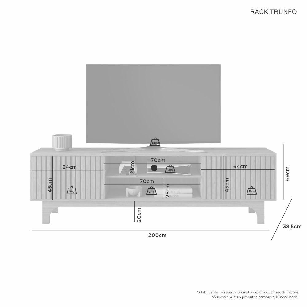 Rack Trunfo para TV até 70 Polegadas com Porta Ripada JCM Movelaria Cinamomo
