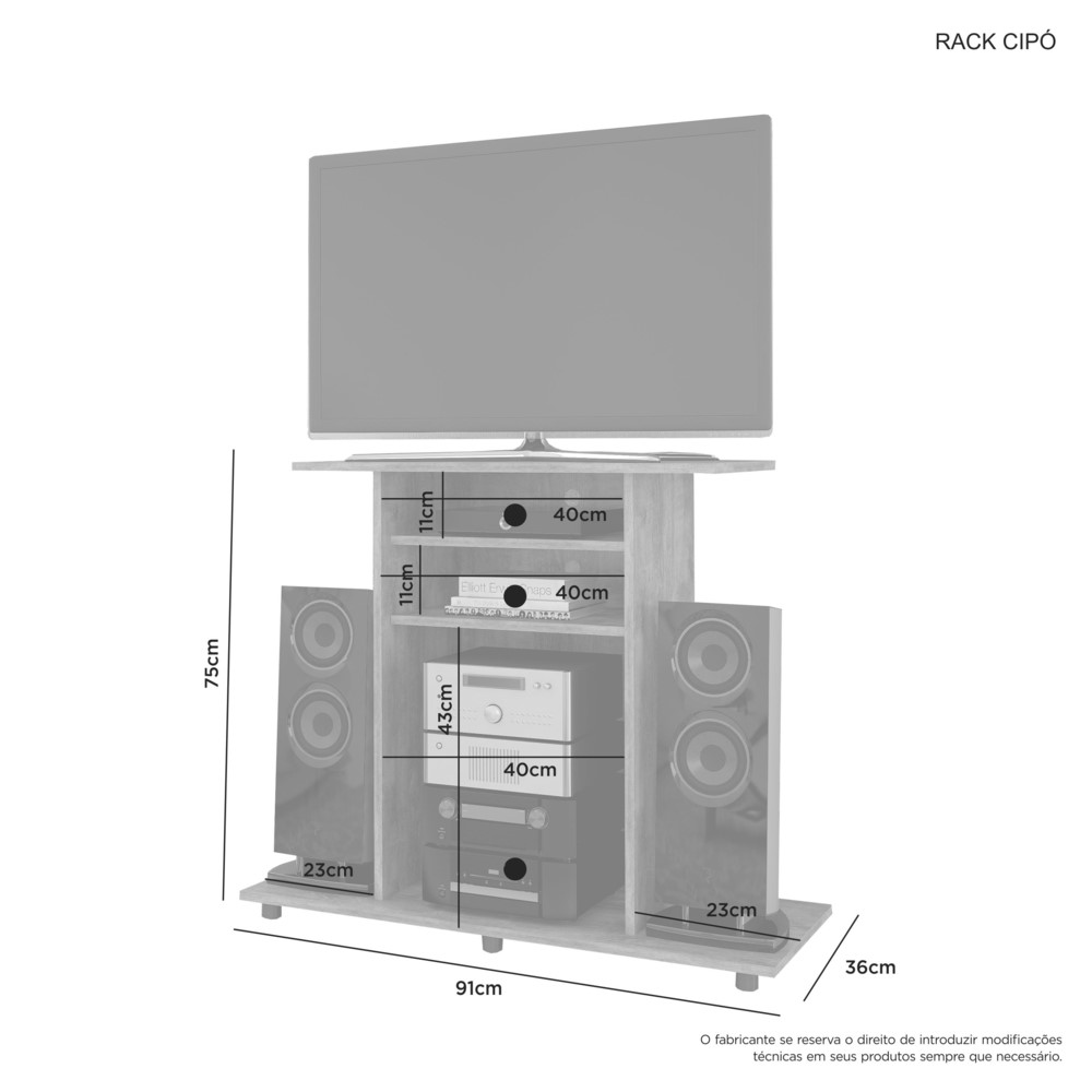 Rack para TV 32 até Polegadas Cipo JCM Movelaria  Café
