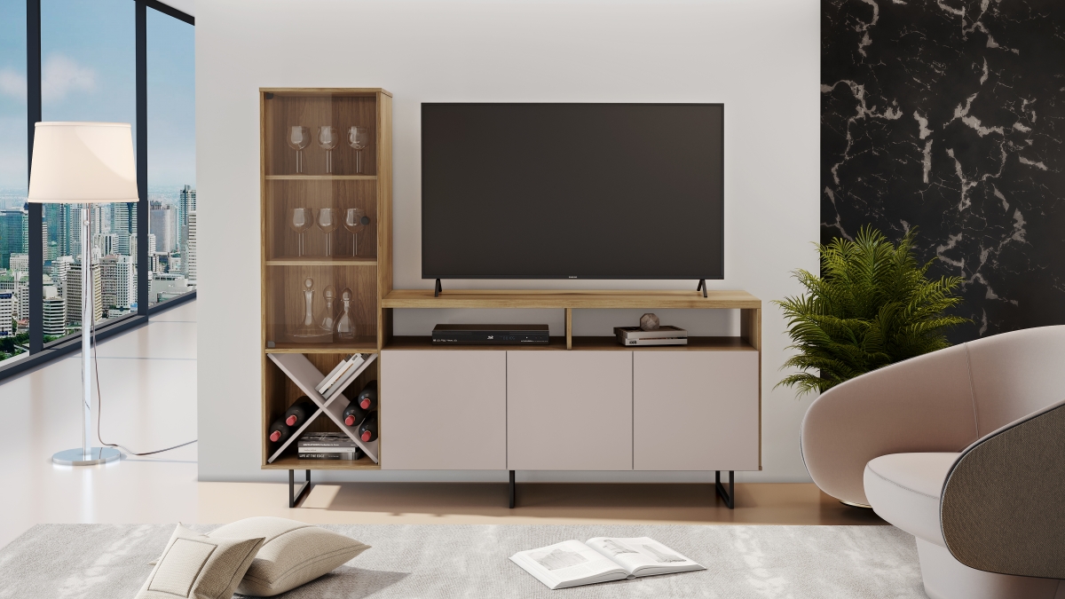Rack para Tv até 55 Polegadas Luz Candian JCM Móveis Noronha/Off White