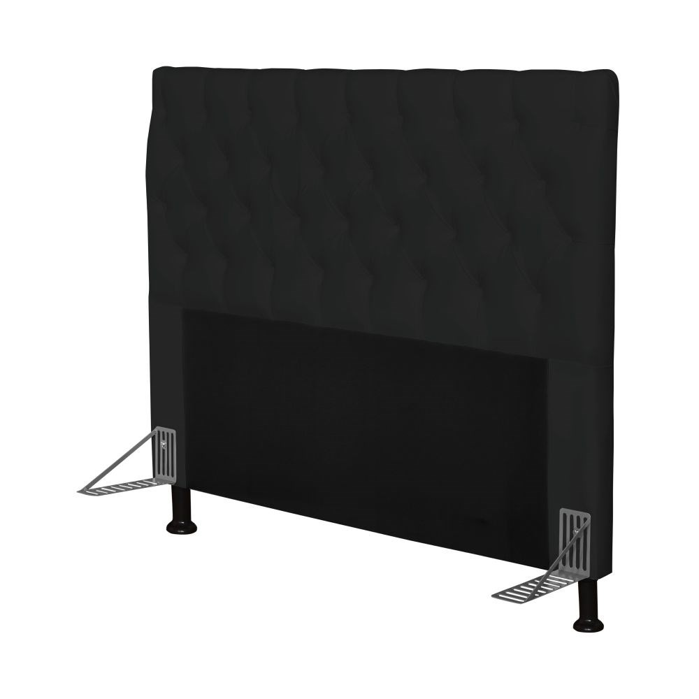 Cabeceira Cama Box Casal 140cm Cristal Corino Preto - JS Móveis