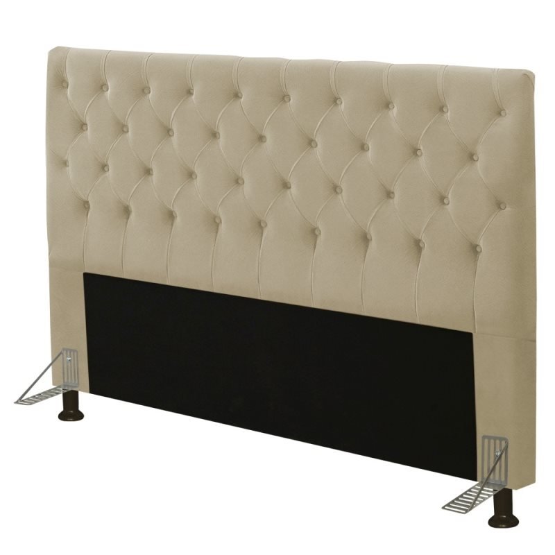 Cabeceira Cama Box Casal 140cm Cristal Veludo Bege - JS Móveis