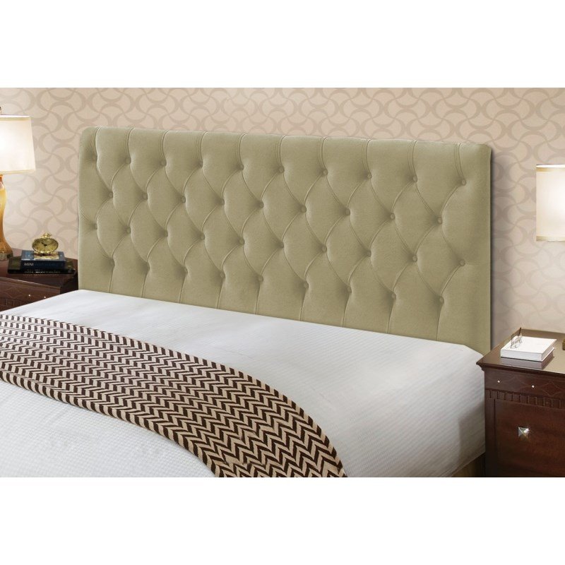 Cabeceira Cama Box Casal 140cm Cristal Veludo Bege - JS Móveis