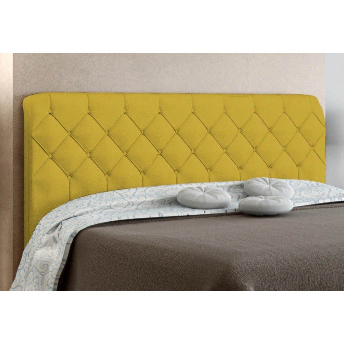 Cabeceira Cama Box Casal 140cm Paris Veludo Cinza - JS Móveis
