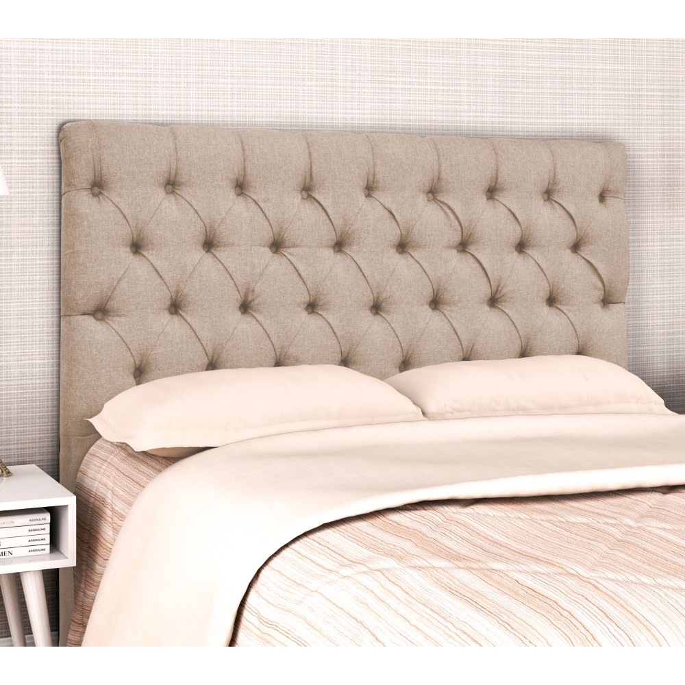 Cabeceira Cama Box Casal King 195cm Cristal Linho Bege - JS Móveis