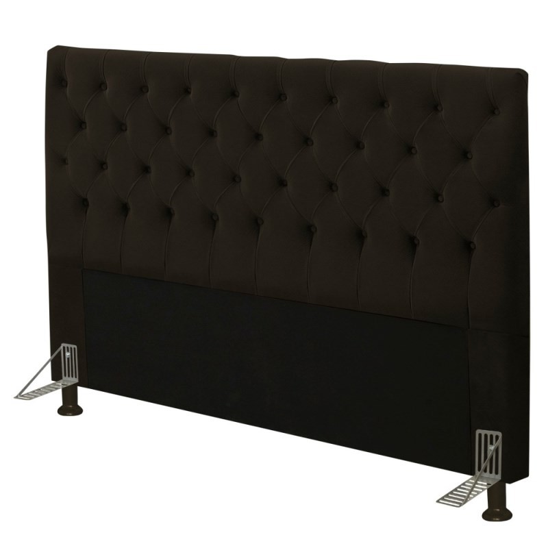 Cabeceira Cama Box Casal King 195cm Cristal Veludo Chocolate - JS Móveis