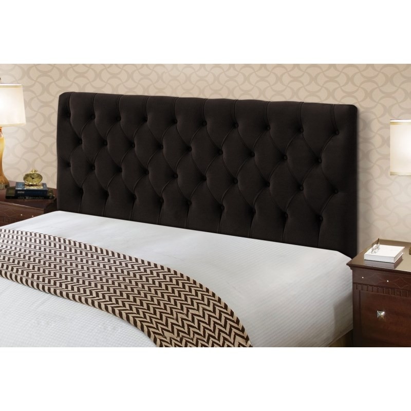 Cabeceira Cama Box Casal King 195cm Cristal Veludo Chocolate - JS Móveis