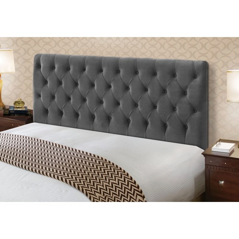 Cabeceira Cama Box Casal King 195cm Cristal Veludo Cinza - JS Móveis