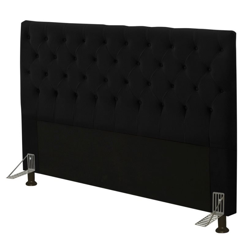 Cabeceira Cama Box Casal Queen 160cm Cristal Suede Preto - JS Móveis