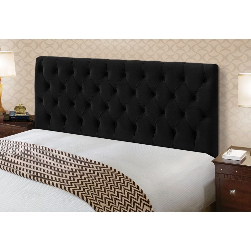 Cabeceira Cama Box Casal Queen 160cm Cristal Suede Preto - JS Móveis