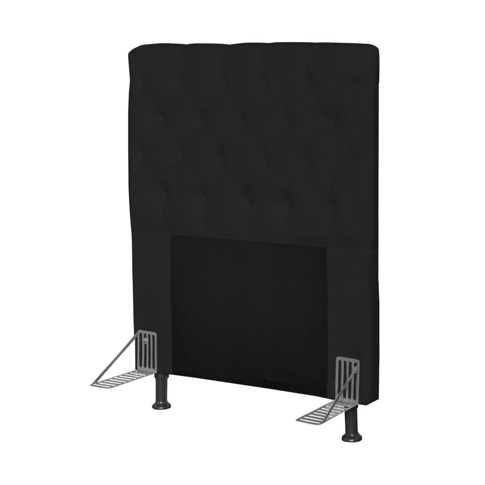 Cabeceira Cama Box Solteiro 90cm Cristal Corino Preto - JS Móveis