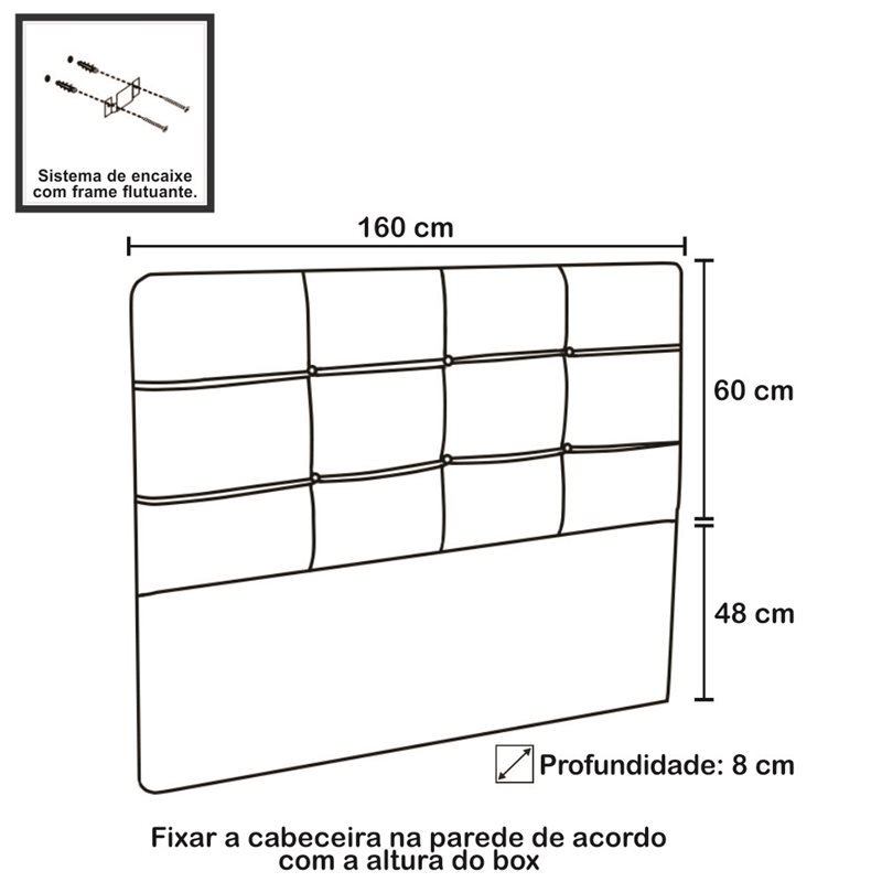 Cabeceira Casal Queen Cama Box 160 cm London Bege - JS Móveis