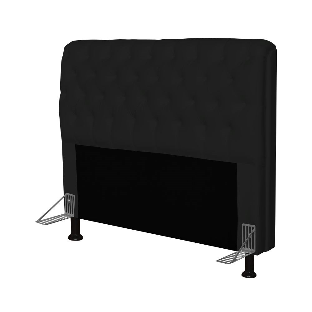 Cabeceira Paris Para Cama Box Casal 140cm Paris Corino Preto- JS Móveis