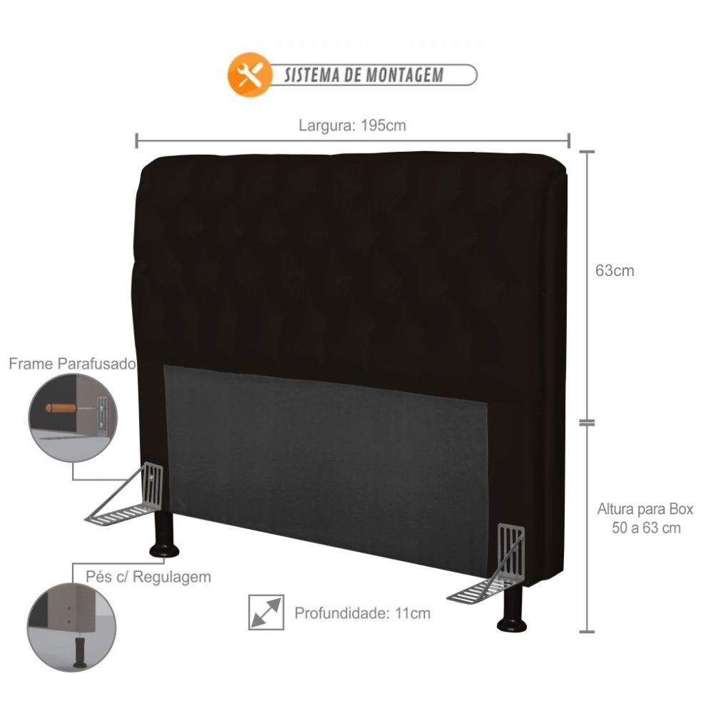 Cabeceira Paris Para Cama Box Casal 195cm Paris Corino Marrom - JS Móveis