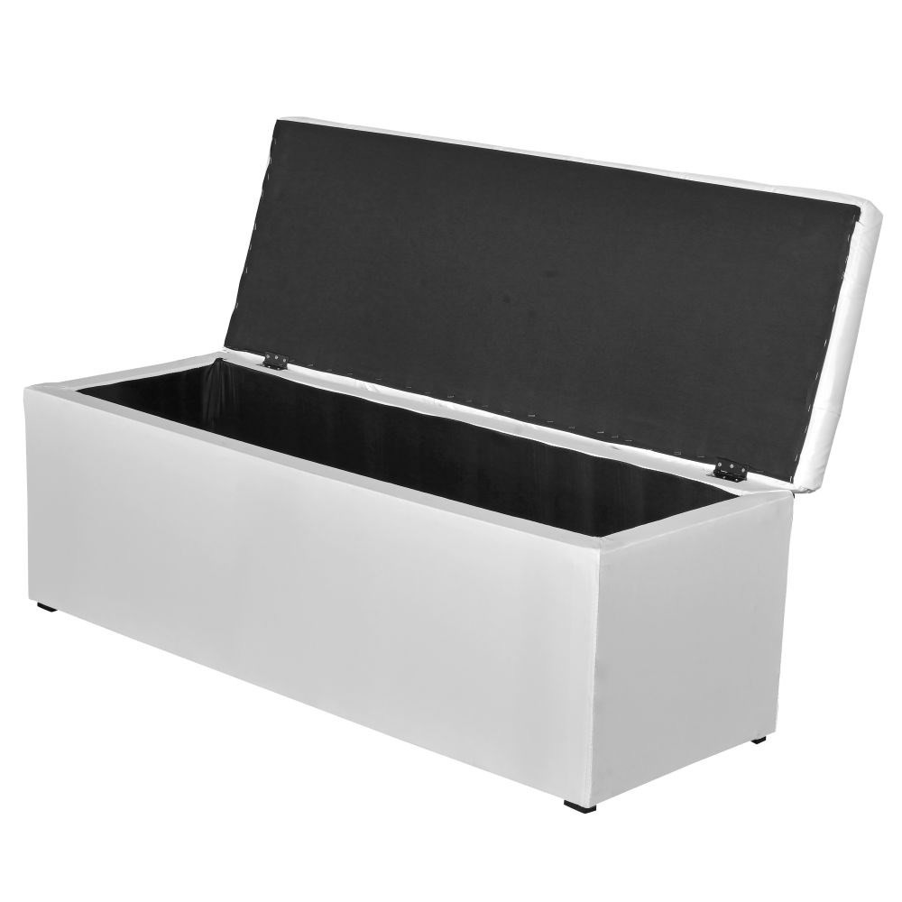 Calçadeira Baú 160cm Paris Corino Branco - JS Móveis