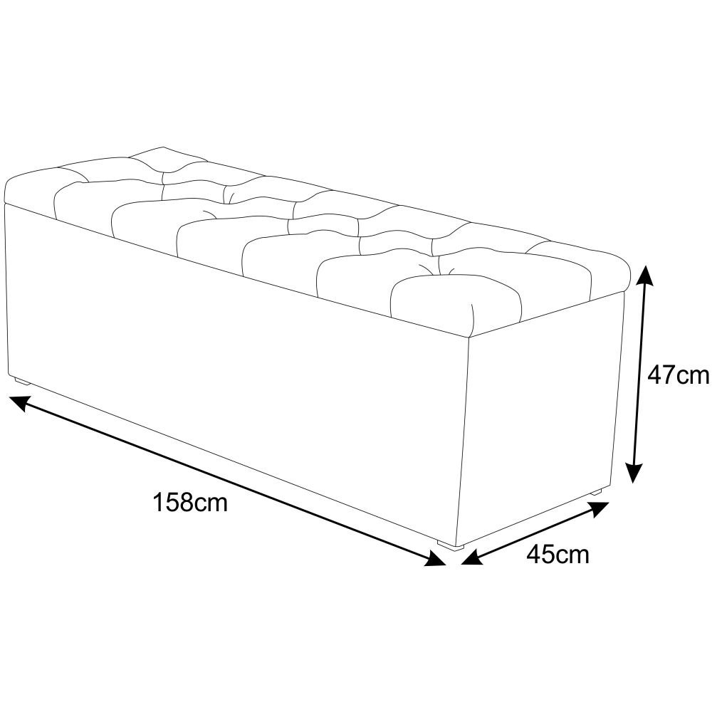 Calçadeira Baú 160cm Paris Corino Branco - JS Móveis