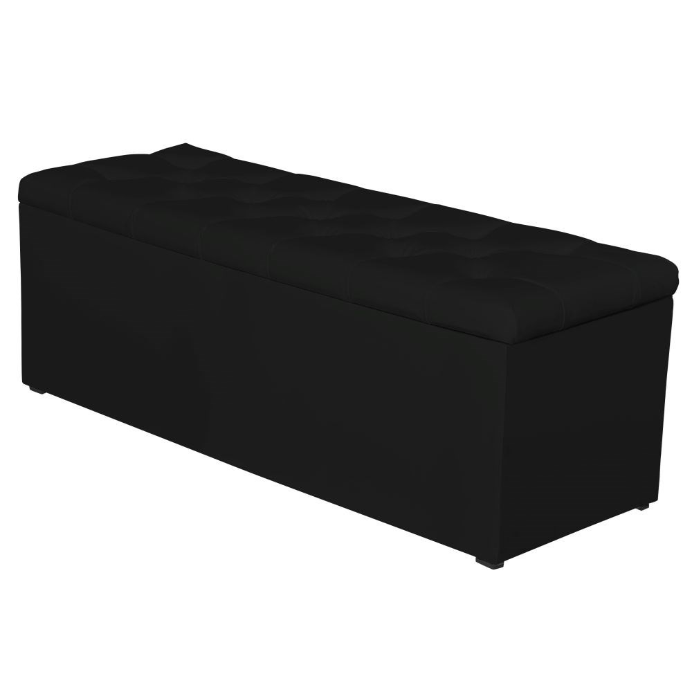 Calçadeira Baú 160cm Paris Corino Preto - JS Móveis