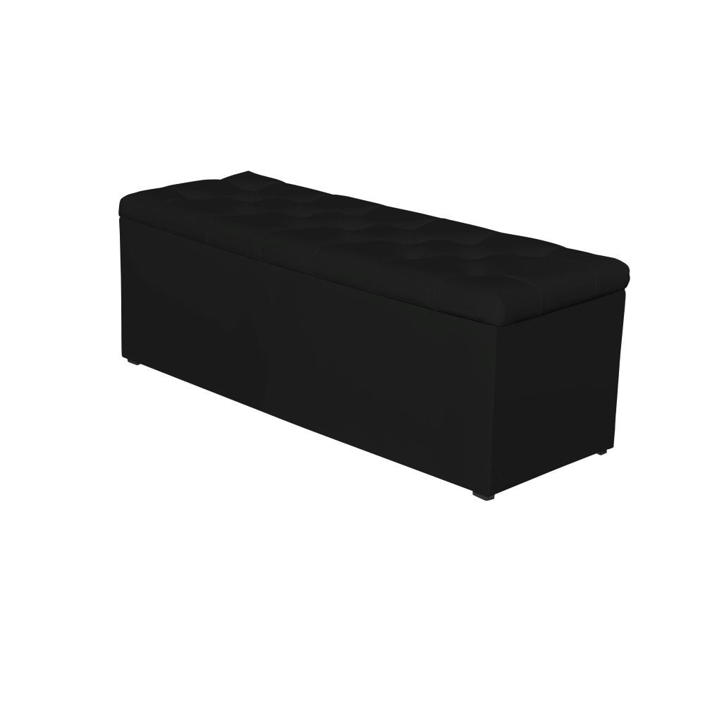 Calçadeira Baú 160cm Paris Corino Preto - JS Móveis