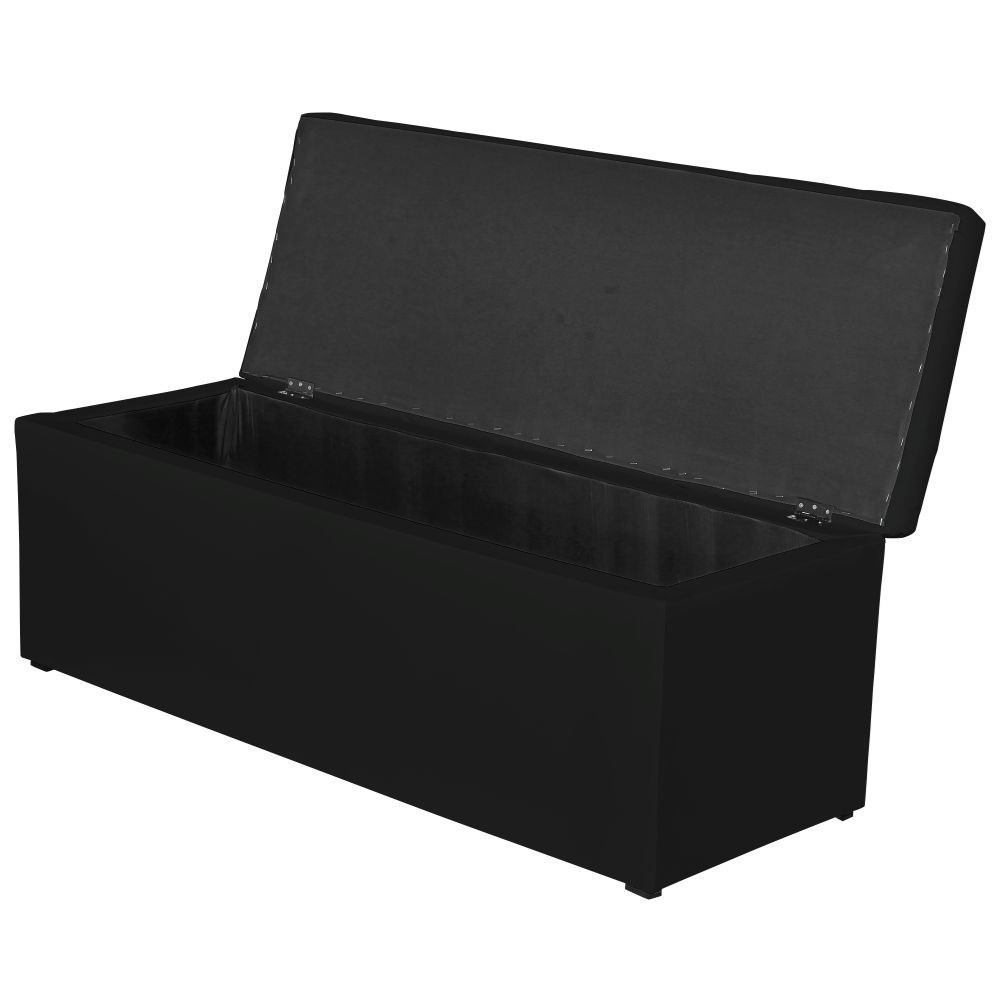 Calçadeira Baú 160cm Paris Corino Preto - JS Móveis