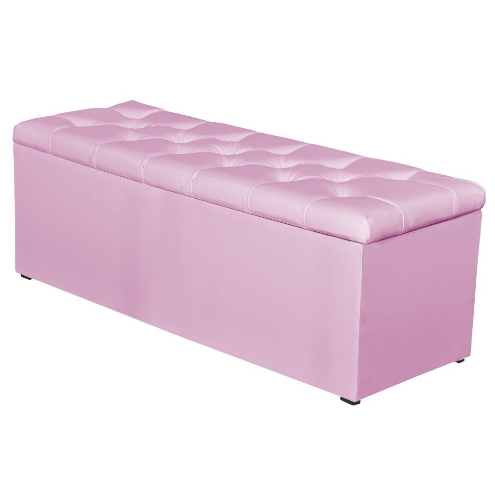 Calçadeira Baú 160cm Paris Corino Rosa - JS Móveis