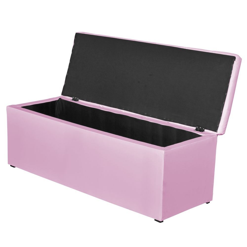 Calçadeira Baú 160cm Paris Corino Rosa - JS Móveis