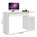 Mesa Para Escritório Trabalhar Branca de Madeira Espaçosa Com 1 Gaveta e 1 Porta Espaçosa Eo