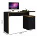 Mesa Para Escritório Trabalhar Preta de Madeira Espaçosa Com 1 Gaveta e 1 Porta Espaçosa Eo