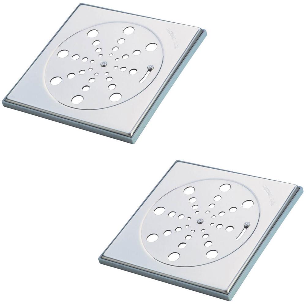 Kit 2 Grelhas Para Ralo De Box Banheiro 15x15cm Quintal Aço Inox Com Fecho