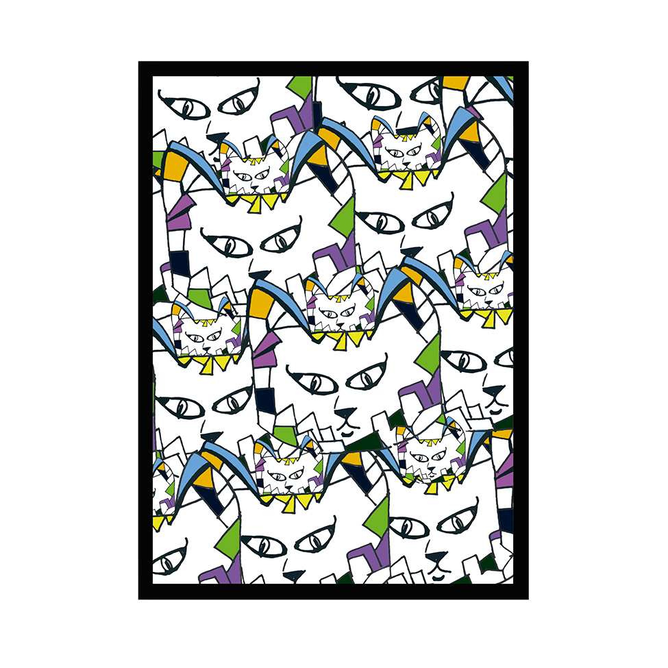 Quadro com Moldura Cats Colorido (45x32)
