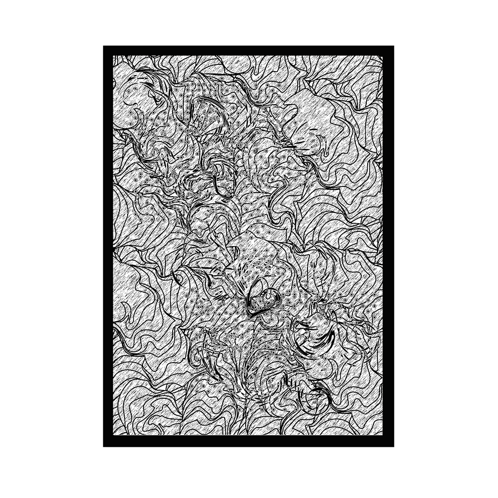 Quadro com Moldura Dots Branco e Preto (45x32)