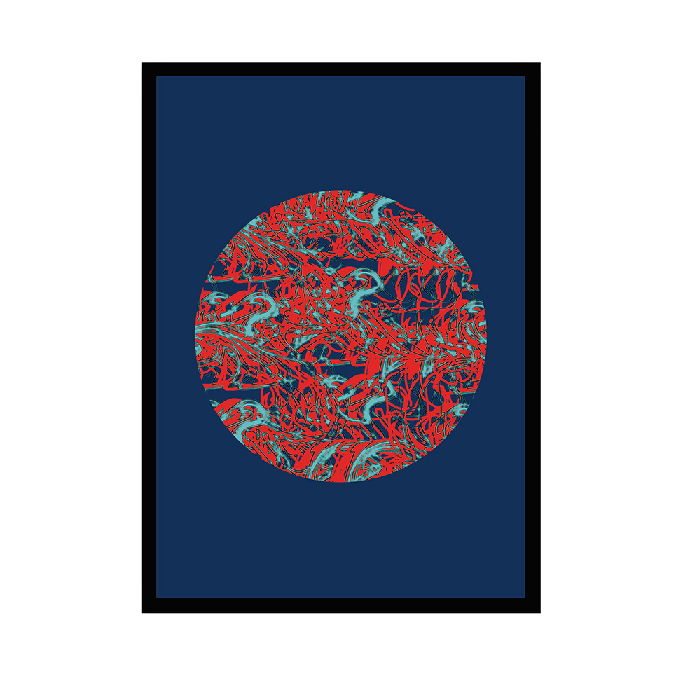 Quadro com Moldura The Ball Azul e Vermelho (33x24)