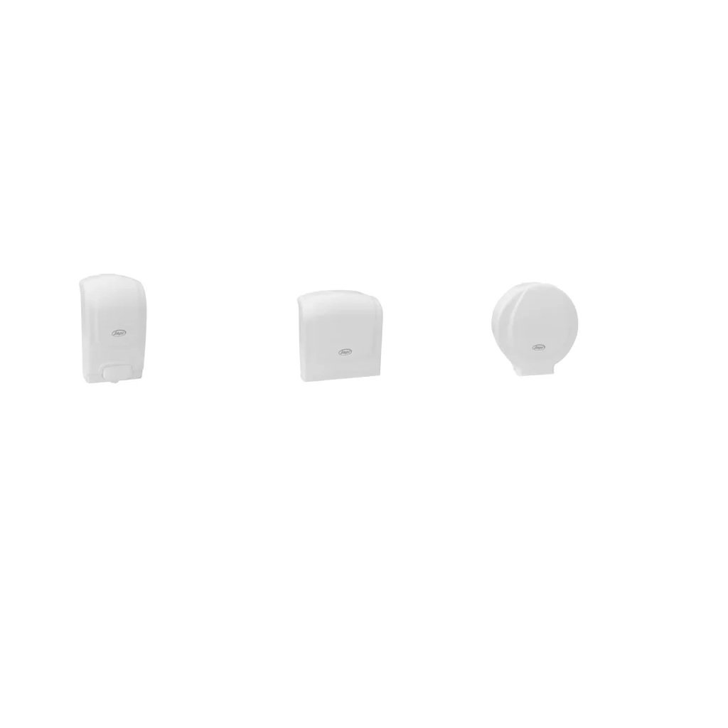 Kit com 1 Saboneteira, 1 Papeleira e 1 Toalheira - Branco - Japi