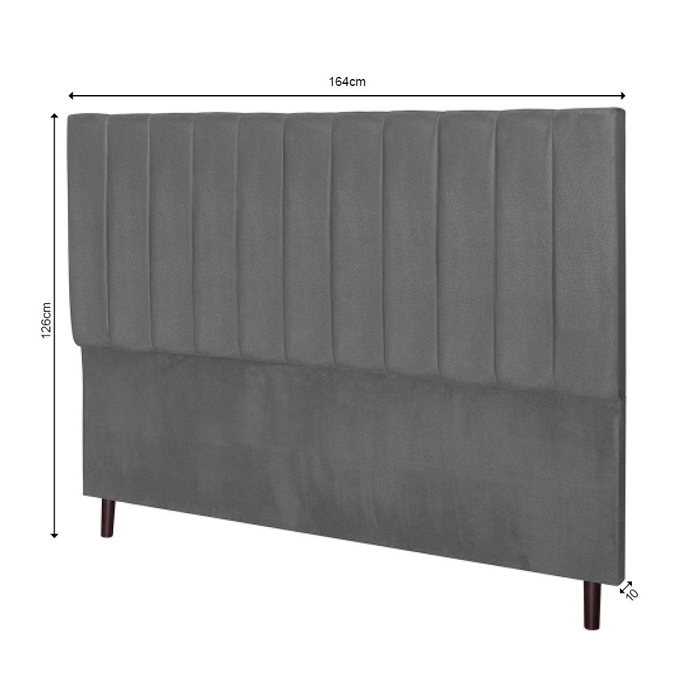Cabeceira Leblon Para Cama Box Queen 164 cm Suede Cinza - SSX Multicoisas