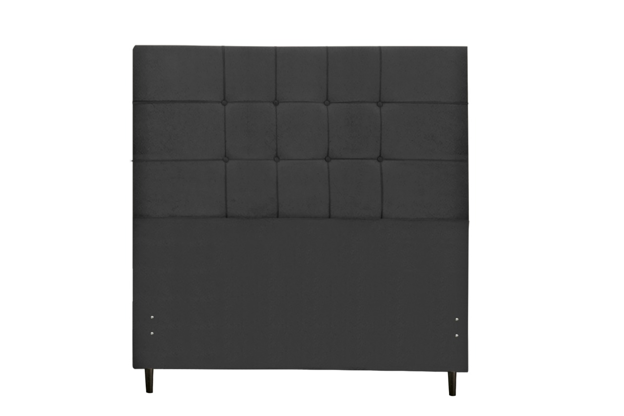 Cabeceira Pro Barcelona preta king 1,95 para cama box 1,93 botoes